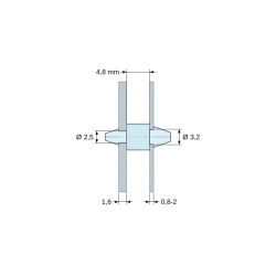 Supporto PCB a doppio innesto, Poliammide PA6.6, naturale, UL94-V2, PCB Ø2,5/1,6 mm / CH Ø3,2/0,8–2 mm