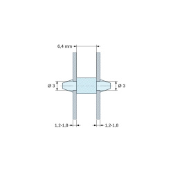 Supporto PCB a doppio innesto, PA6.6 nero, UL94-V2, foro PCB Ø3 mm, spessore PCB 1,2–1,8 mm