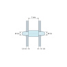 Disegno quotato 7 mm, Supporto PCB a doppio scatto, poliammide PA6.6 naturale UL94-V2, foro PCB Ø2,5 mm, PCB 1,6 mm