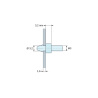 Disegno quotato 3,2 mm, Supporto per circuito stampato a scatto, filettato M3, nylon PA6.6 naturale UL94-V2, foro Ø3,2 mm, circuito 1,6 mm