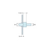 Disegno quotato 5 mm, Supporto per circuito stampato a scatto, filettato M3, nylon PA6.6 nero UL94-HB, foro Ø4 mm, circuito 1,8 mm