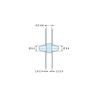 Disegno quotato 6,3 mm, Supporto PCB a doppio innesto, Policarbonato PC, nero, UL94-V2, PCB Ø6,4/1,4-2,4 mm / CH Ø6,4/1,2-2,4 mm