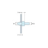 Disegno quotato 3 mm, Supporto per circuito stampato a scatto, filettato M2,5, nylon PA6.6 nero UL94-HB, foro Ø3 mm, circuito 1,7 mm