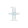 Disegno quotato 4 mm, Supporto PCB a doppio innesto, PA6.6 naturale, UL94-V2, foro PCB Ø4 mm, spessore PCB 1,6 mm