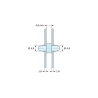 Disegno quotato 4,8 mm, Supporto PCB a doppio innesto, PA6.6 naturale, UL94-V2, foro PCB Ø4,8 mm, spessore PCB 1,6 mm