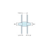Disegno quotato 7 mm, Supporto PCB a doppio innesto, PA6.6 nero, UL94-HB, foro PCB Ø4 mm, spessore PCB 1,6 mm