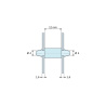 Disegno quotato 12 mm, Supporto PCB a doppio innesto, PA6.6 nero, UL94-HB, foro PCB Ø4 mm, spessore PCB 1,6 mm