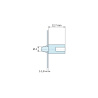 Disegno quotato 12,7 mm, Supporto a scatto per circuito stampato, vite autofilettante Ø3,5, PA6.6 naturale UL94-V2, foro Ø4 mm, circuito 1–1,8 mm