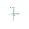 Disegno quotato 3,2 mm, Supporto per circuito stampato a scatto, filettato M4, nylon PA6.6 naturale UL94-V2, foro Ø3,9 mm, circuito 1,6 mm