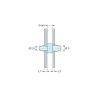 Disegno quotato 3 mm, Supporto PCB a doppio innesto, Poliammide PA6.6, naturale, UL94-V2, PCB Ø2,5/1,7 mm / CH Ø3/1,2 mm