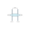 Disegno quotato 12 mm, Supporto PCB a doppio innesto, PA6.6 naturale, UL94-HB, foro PCB Ø4 mm, spessore PCB 2 mm