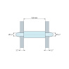 Disegno quotato 9,8 mm, Supporto PCB a doppio innesto, PA6.6 naturale, UL94-V2, foro PCB Ø1,7 mm, spessore PCB 1,7 mm