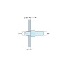 Disegno quotato 5 mm, Supporto per circuito stampato a scatto, filettato M4, nylon PA6.6 nero UL94-HB, foro Ø4 mm, circuito 2 mm