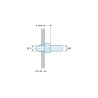Disegno quotato 4 mm, Supporto per circuito stampato a scatto, filettato M4, nylon PA6.6 nero UL94-HB, foro Ø4 mm, circuito 2,4 mm