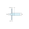 Disegno quotato 3,2 mm, Supporto per circuito stampato a scatto, filettato M4, nylon PA6.6 naturale UL94-V2, foro Ø2,5 mm, circuito 1,6 mm