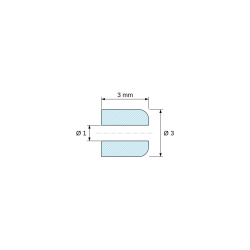 Disegno quotato 3 mm, Entretoise lisse céramique C221 Ø1x3mm, une extrémité arrondie