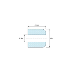 Disegno quotato 4 mm, Entretoise lisse céramique C221 Ø1,6x4mm, une extrémité arrondie