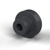 Boccola di isolamento flangiata Ø2,1x8mm, spallamento alto Ø4,5mm, nylon PA6.6 nero rinforzato con fibra di vetro UL94-HB