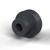 Boccola di isolamento flangiata Ø4,5x15,7mm, spallamento alto Ø9,7mm, nylon PA6.6 nero rinforzato con fibra di vetro UL94-HB