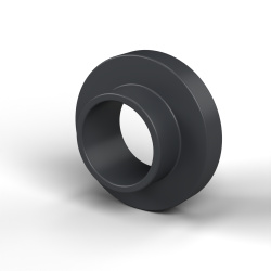 Boccola di isolamento flangiata Ø5,1x10mm, spallamento alto Ø6,2mm, nylon PA6.6 nero rinforzato con fibra di vetro UL94-HB