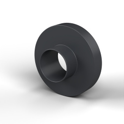 Boccola di isolamento flangiata Ø5,1x12mm, spallamento alto Ø5,5mm, nylon PA6.6 nero rinforzato con fibra di vetro UL94-HB
