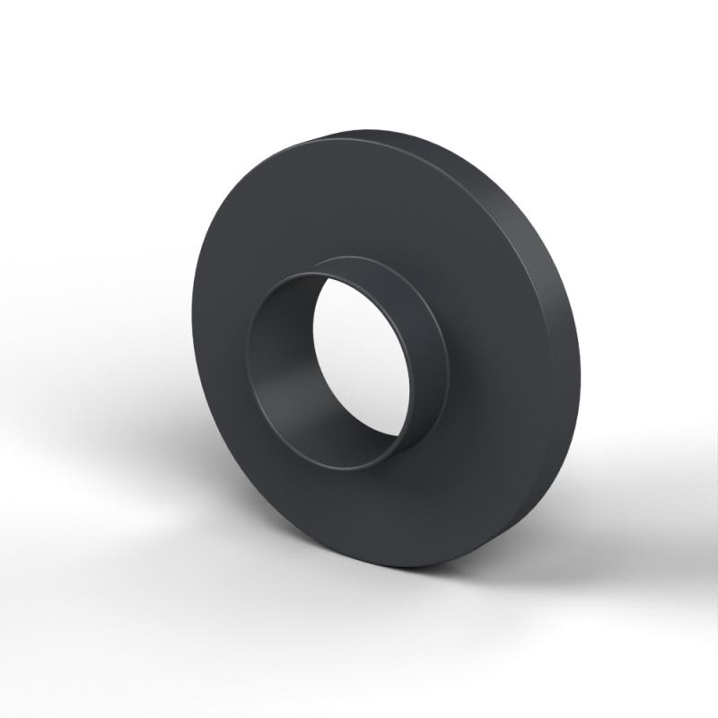 Boccola di isolamento flangiata Ø5,2x12mm, spallamento alto Ø5,5mm, nylon PA6.6 nero rinforzato con fibra di vetro UL94-HB
