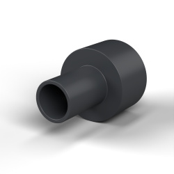 Boccola di isolamento flangiata Ø5,2x12mm, spallamento alto Ø6,4mm, nylon PA6.6 nero rinforzato con fibra di vetro UL94-HB