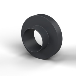 Boccola di isolamento flangiata Ø6,1x12mm, spallamento alto Ø6,5mm, nylon PA6.6 nero rinforzato con fibra di vetro UL94-HB