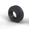 Boccola di isolamento flangiata Ø6,1x12mm, spallamento alto Ø6,5mm, nylon PA6.6 nero rinforzato con fibra di vetro UL94-HB