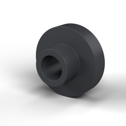 Boccola di isolamento flangiata Ø8,5x25mm, spallamento alto Ø12,8mm, nylon PA6.6 nero rinforzato con fibra di vetro UL94-HB