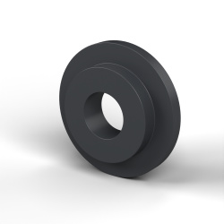 Boccola di isolamento flangiata Ø8,5x25mm, spallamento alto Ø17,5mm, nylon PA6.6 nero rinforzato con fibra di vetro UL94-HB