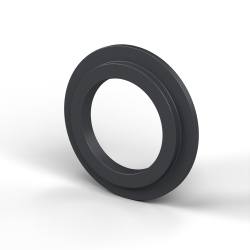 Boccola di isolamento flangiata Ø12,2x20mm, spallamento alto Ø16mm, nylon PA6.6 nero rinforzato con fibra di vetro UL94-HB