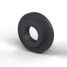 Boccola di isolamento flangiata Ø6,4x16mm, spallamento basso Ø10mm, nylon PA6.6 nero rinforzato con fibra di vetro