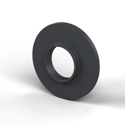 Boccola di isolamento flangiata Ø8,2x19mm, spallamento basso Ø9,4mm, nylon PA6.6 nero rinforzato con fibra di vetro UL94-HB