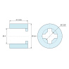 Disegno quotato 4,7 mm, Distanziale liscio auto-ritenente, PA6.6 naturale, UL94-V2, Ø4 × 6,4 mm, per vite M3,5