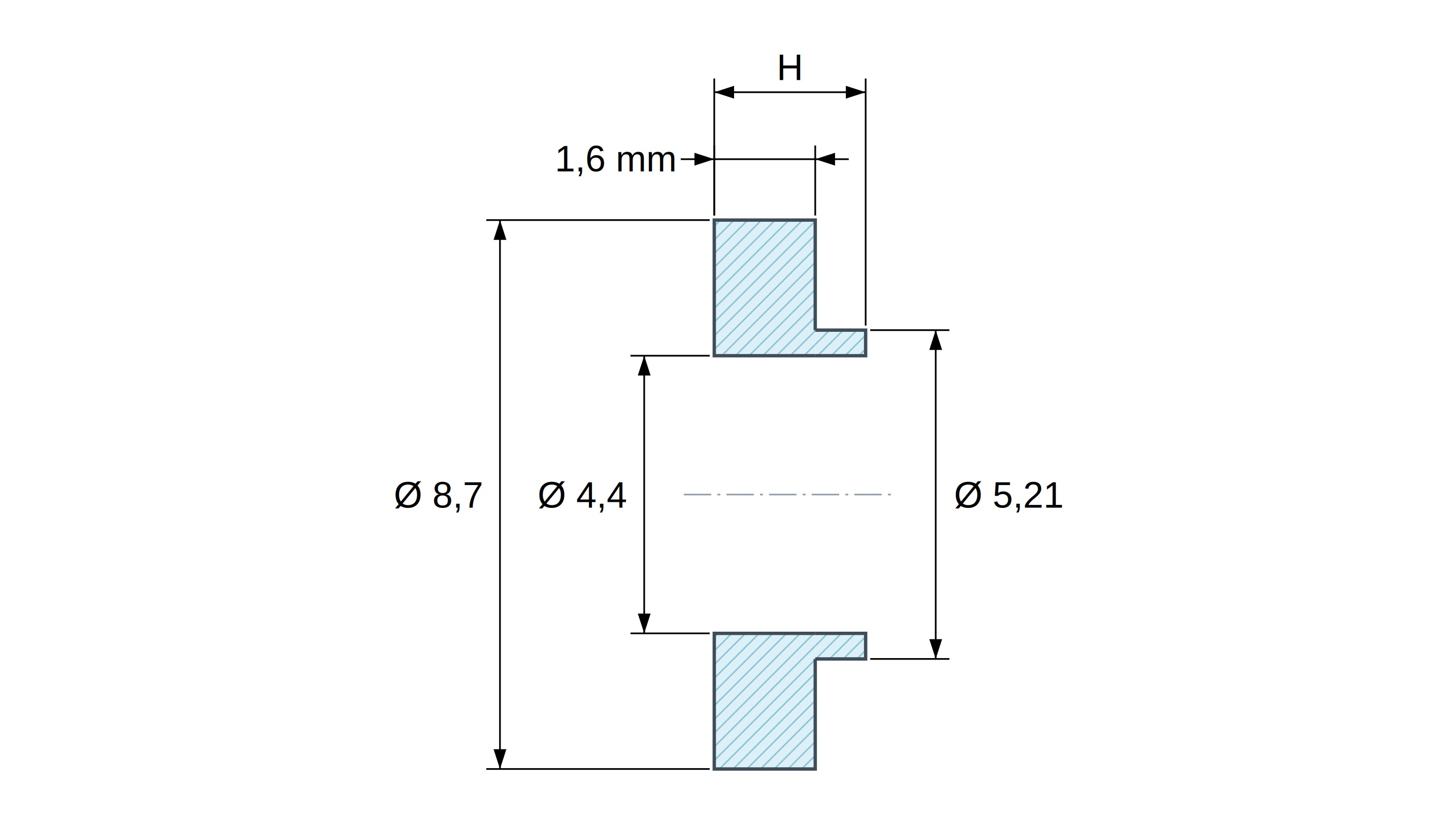 Boccola di isolamento flangiata Ø4,4x8,7mm, spallamento basso Ø5,21mm, nylon PA6.6 naturale UL94-V0 Boccola di isolamento flangiata Ø4,4x8,7mm, spallamento basso Ø5,21mm, nylon PA6.6 naturale UL94-V0