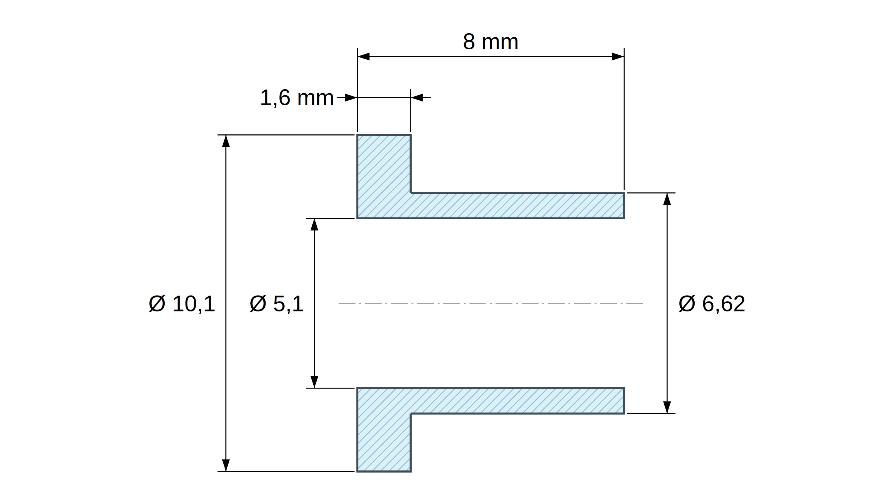 Boccola di isolamento flangiata Ø5,1x10,1mm, spallamento basso Ø6,62mm, nylon PA6.6 naturale UL94-V2