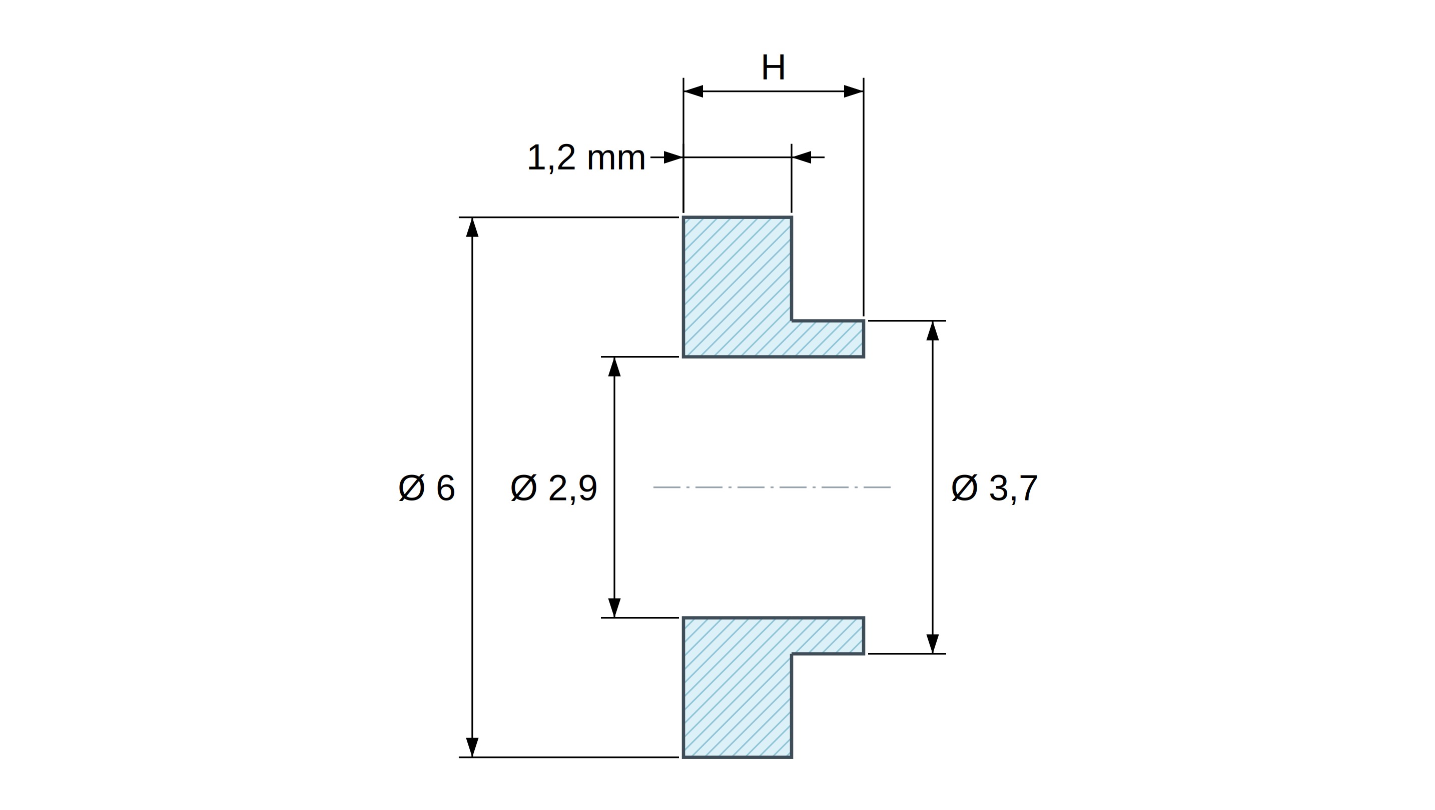 Boccola di isolamento flangiata Ø2,9x6mm, spallamento basso Ø3,7mm, nylon PA6.6 naturale UL94-V2 Boccola di isolamento flangiata Ø2,9x6mm, spallamento basso Ø3,7mm, nylon PA6.6 naturale UL94-V2