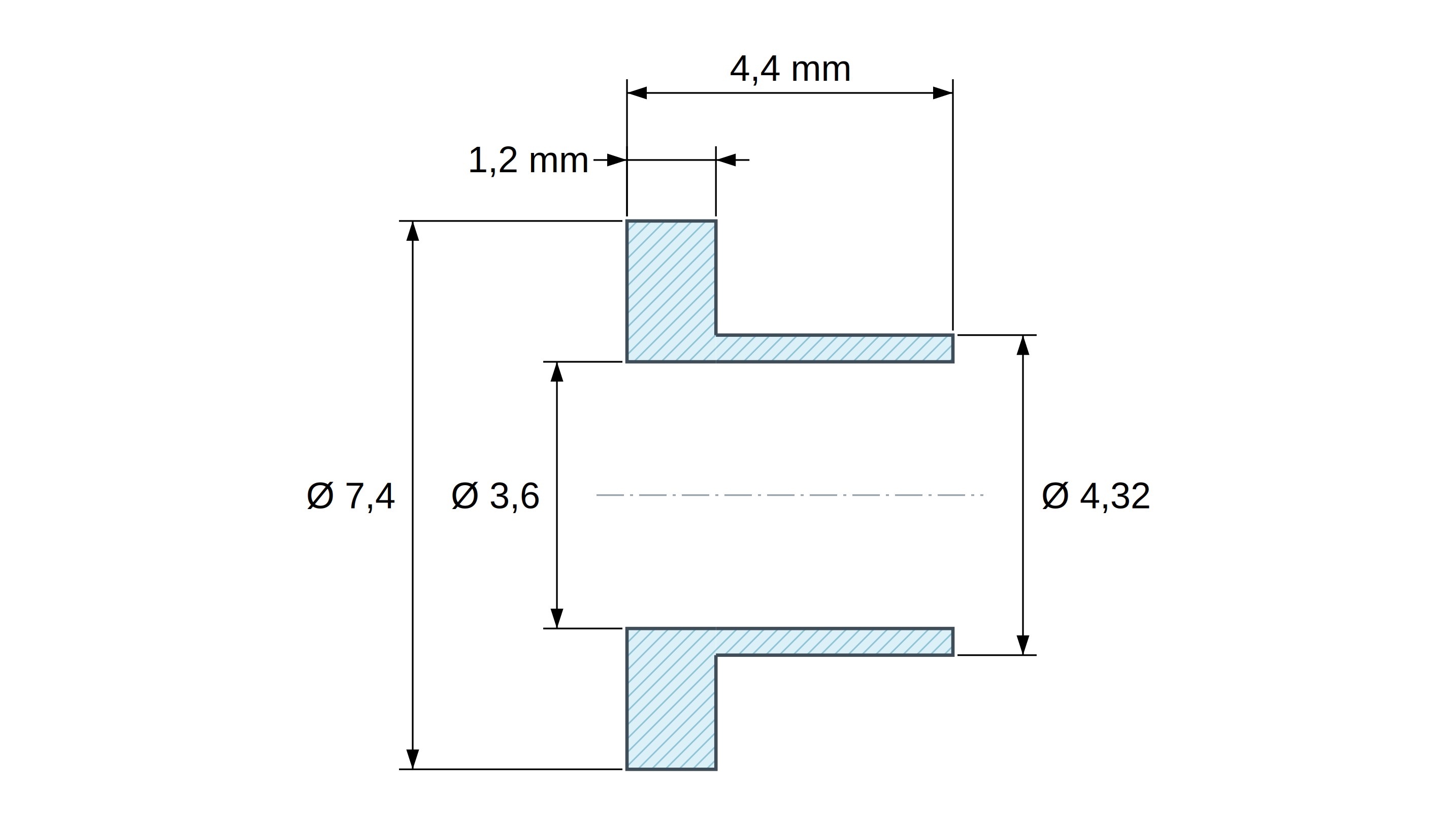 Boccola di isolamento flangiata Ø3,6x7,4mm, spallamento basso Ø4,32mm, nylon PA6.6 naturale UL94-V0