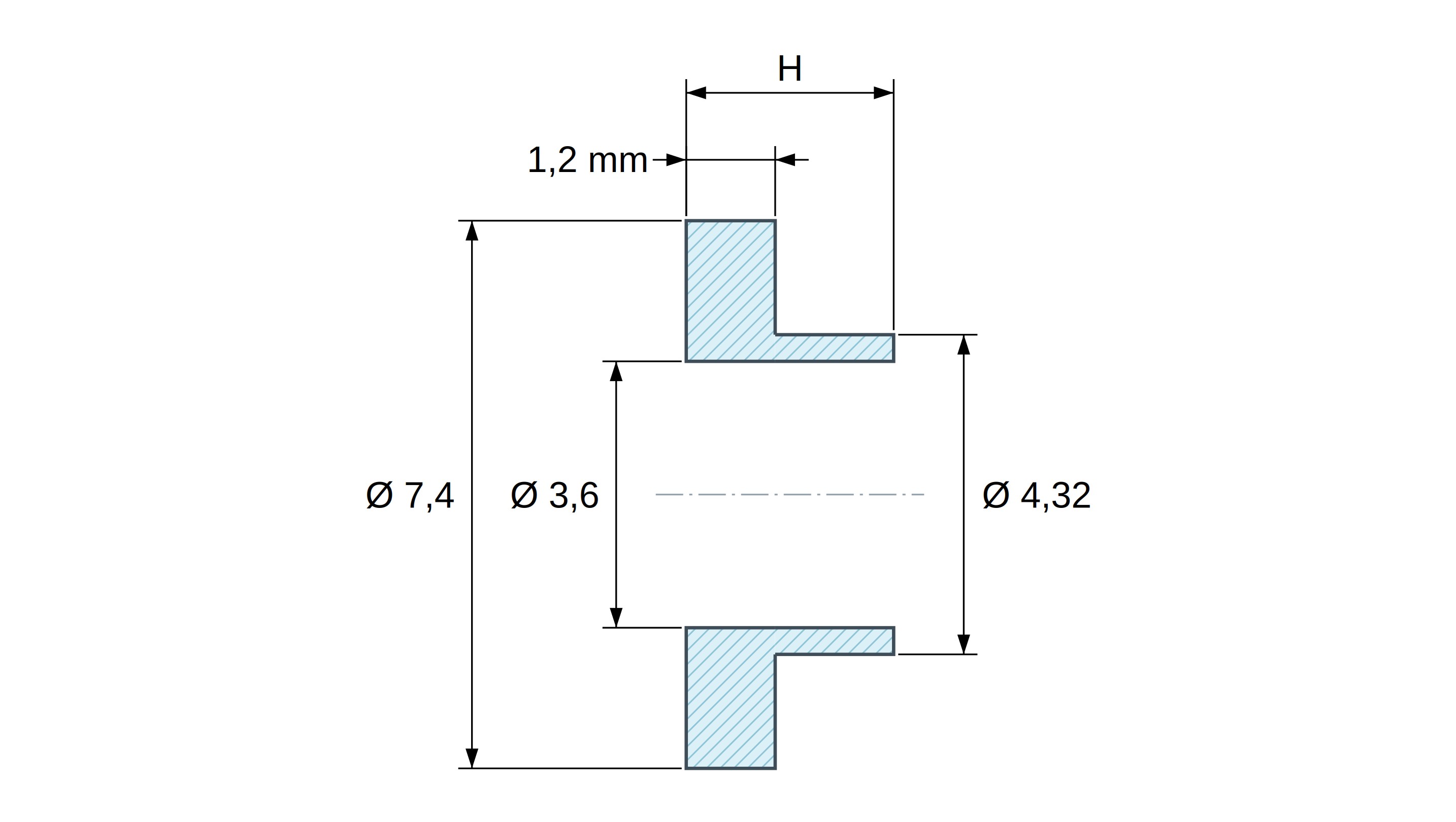 Boccola di isolamento flangiata Ø3,6x7,4mm, spallamento basso Ø4,32mm, nylon PA6.6 naturale UL94-V2