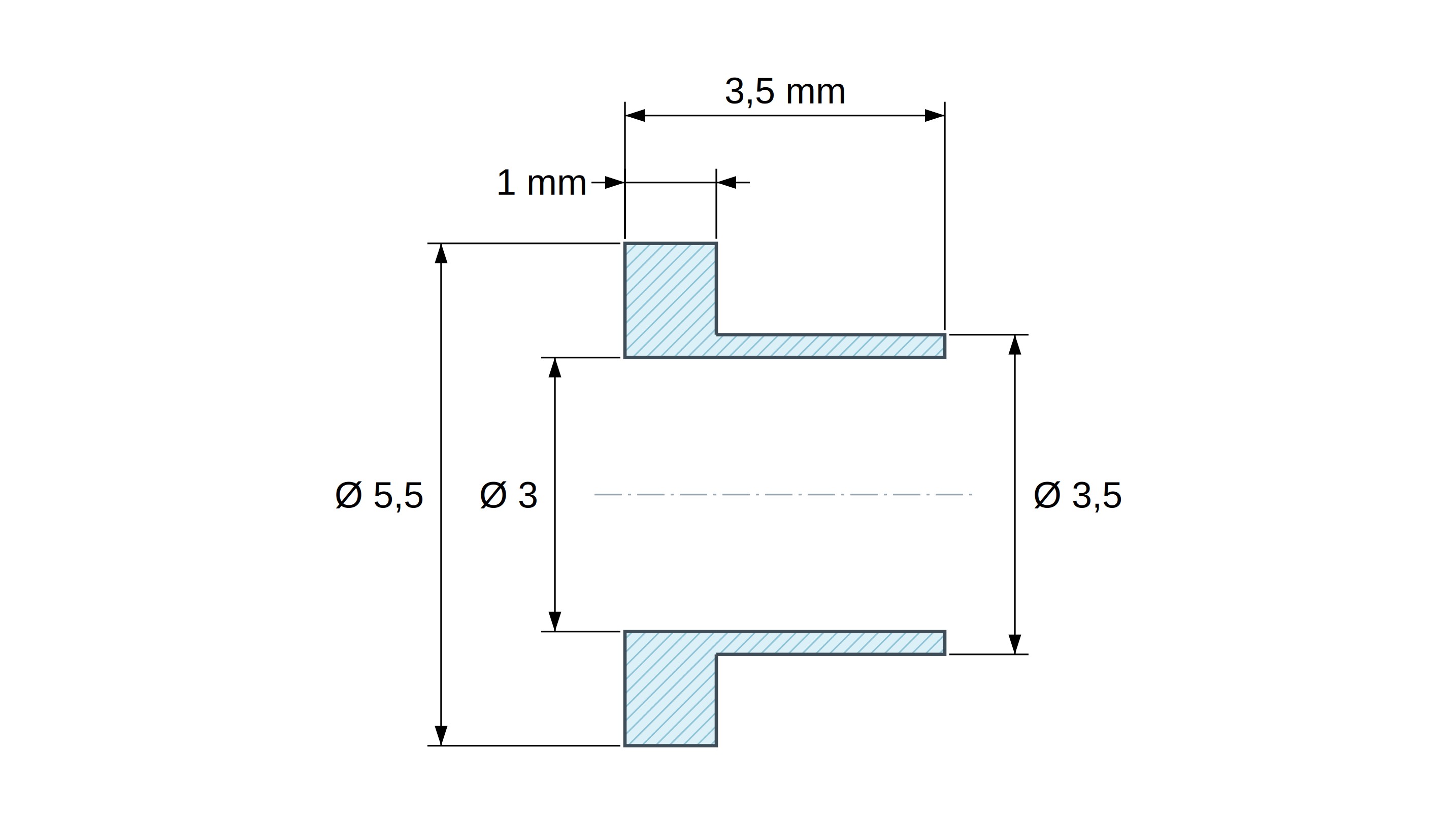 Boccola di isolamento flangiata Ø3x5,5mm, spallamento basso Ø3,5mm, nylon PA6.6 nero rinforzato con fibra di vetro UL94-HB Boccola di isolamento flangiata Ø3x5,5mm, spallamento basso Ø3,5mm, nylon PA6.6 nero rinforzato con fibra di vetro UL94-HB