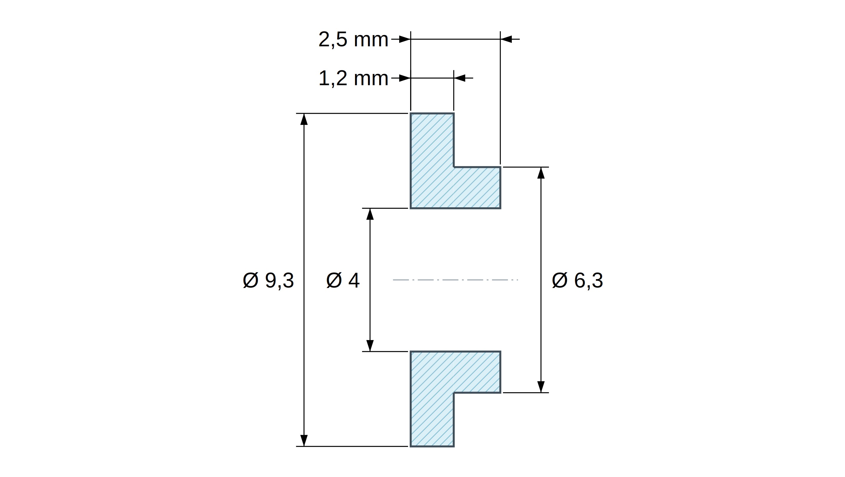 Boccola di isolamento flangiata Ø4x9,3mm, spallamento basso Ø6,3mm, nylon PA6.6 nero rinforzato con fibra di vetro