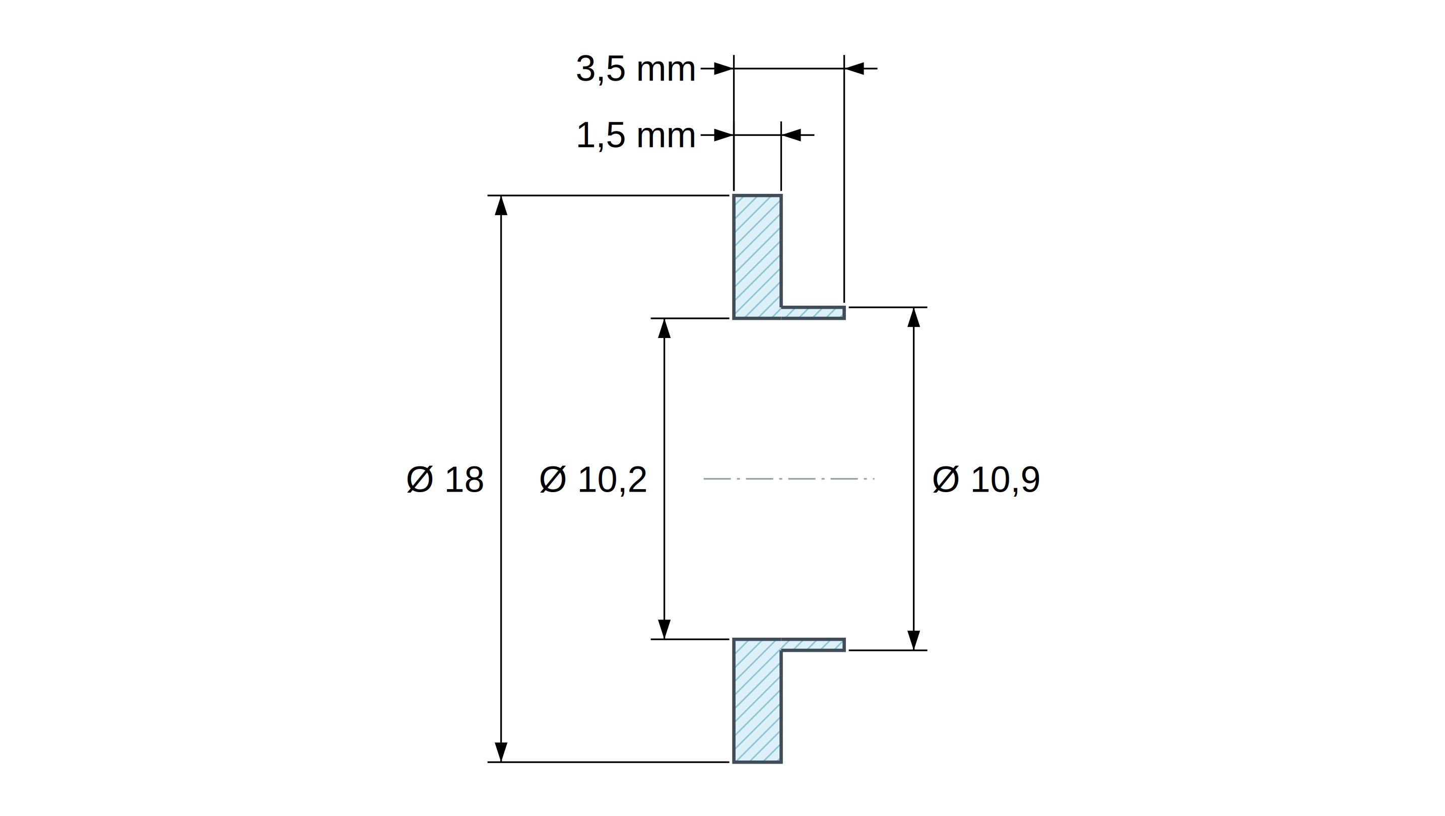 Boccola di isolamento flangiata Ø10,2x18mm, spallamento basso Ø10,9mm, nylon PA6 naturale UL94-V2