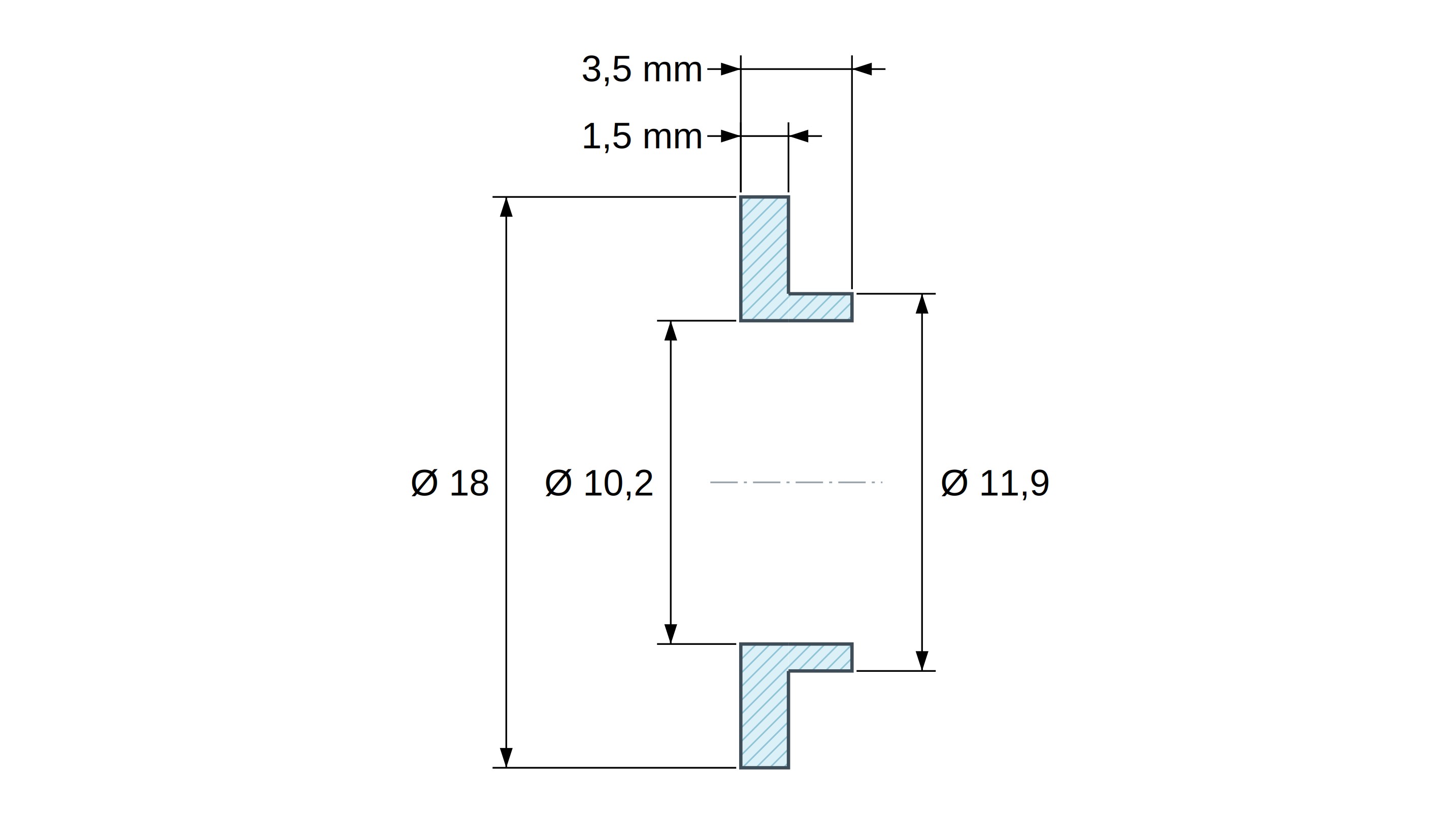 Boccola di isolamento flangiata Ø10,2x18mm, spallamento basso Ø11,9mm, nylon PA6 naturale UL94-V2