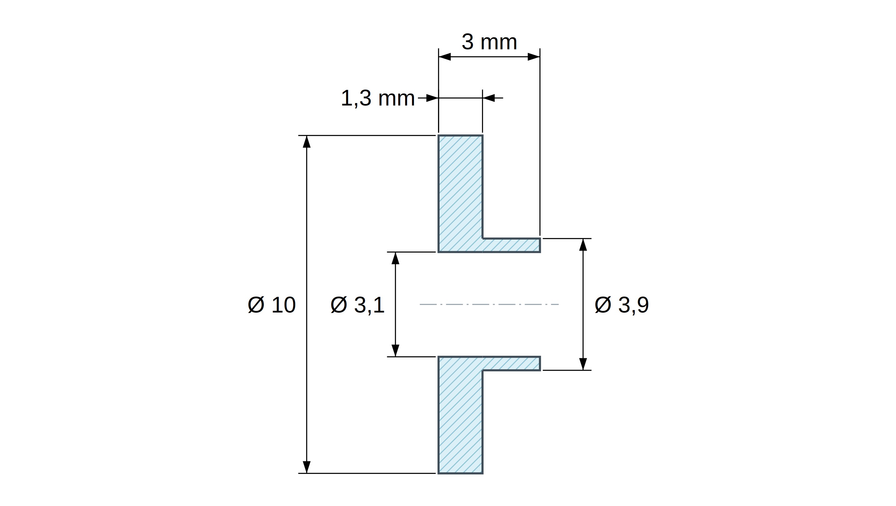 Boccola di isolamento flangiata Ø3,1x10mm, spallamento basso Ø3,9mm, nylon PA6 naturale UL94-V2 Boccola di isolamento flangiata Ø3,1x10mm, spallamento basso Ø3,9mm, nylon PA6 naturale UL94-V2