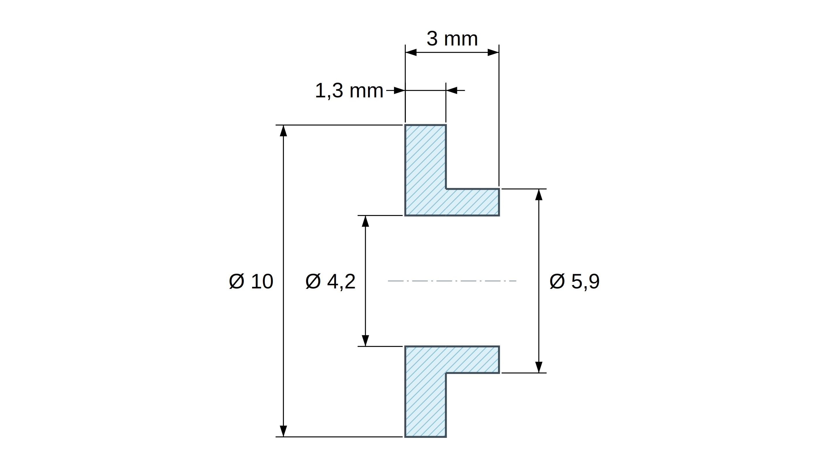 Boccola di isolamento flangiata Ø4,2x10mm, spallamento basso Ø5,9mm, nylon PA6 naturale UL94-V2