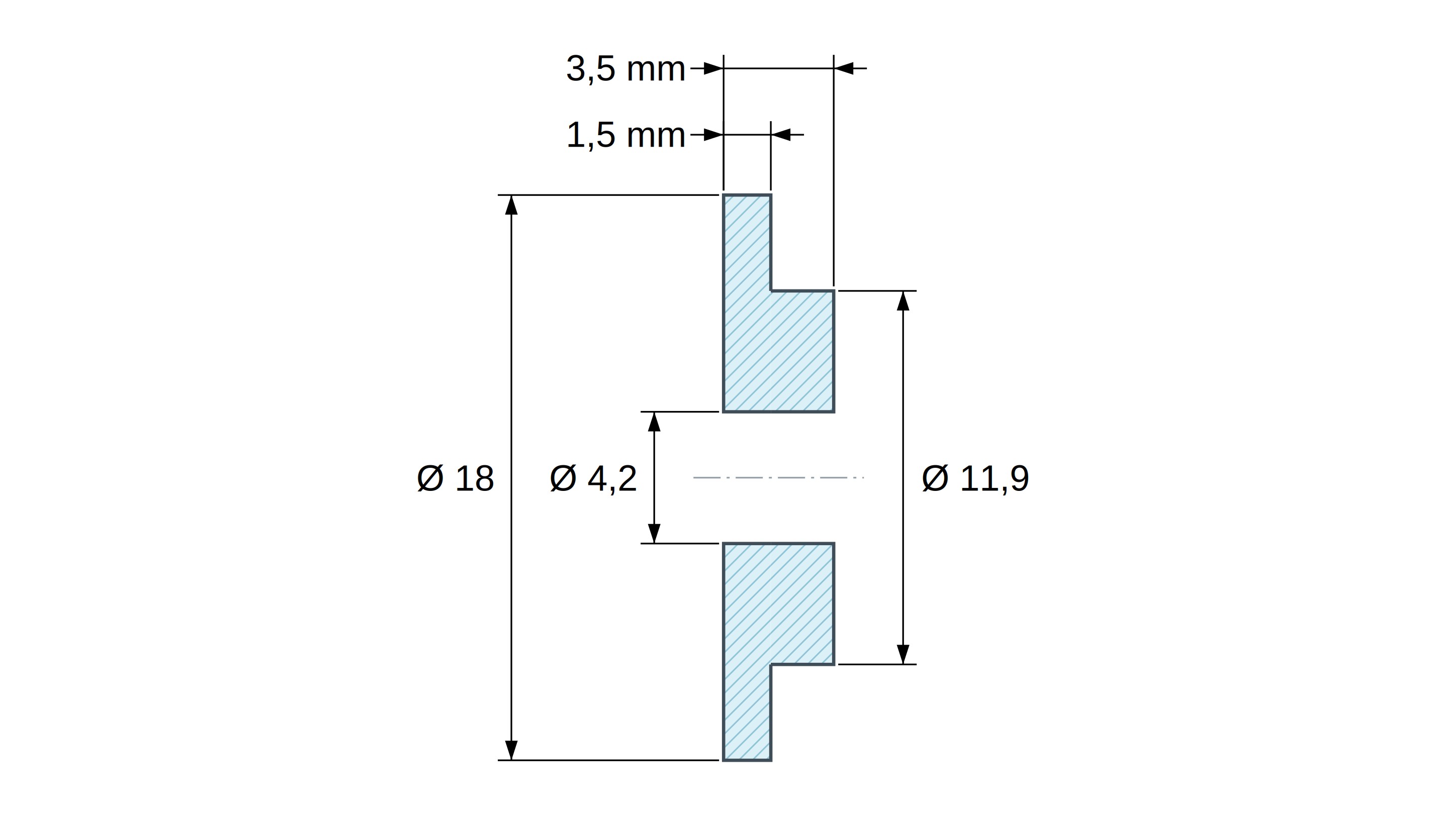 Boccola di isolamento flangiata Ø4,2x18mm, spallamento basso Ø11,9mm, nylon PA6 naturale UL94-V2
