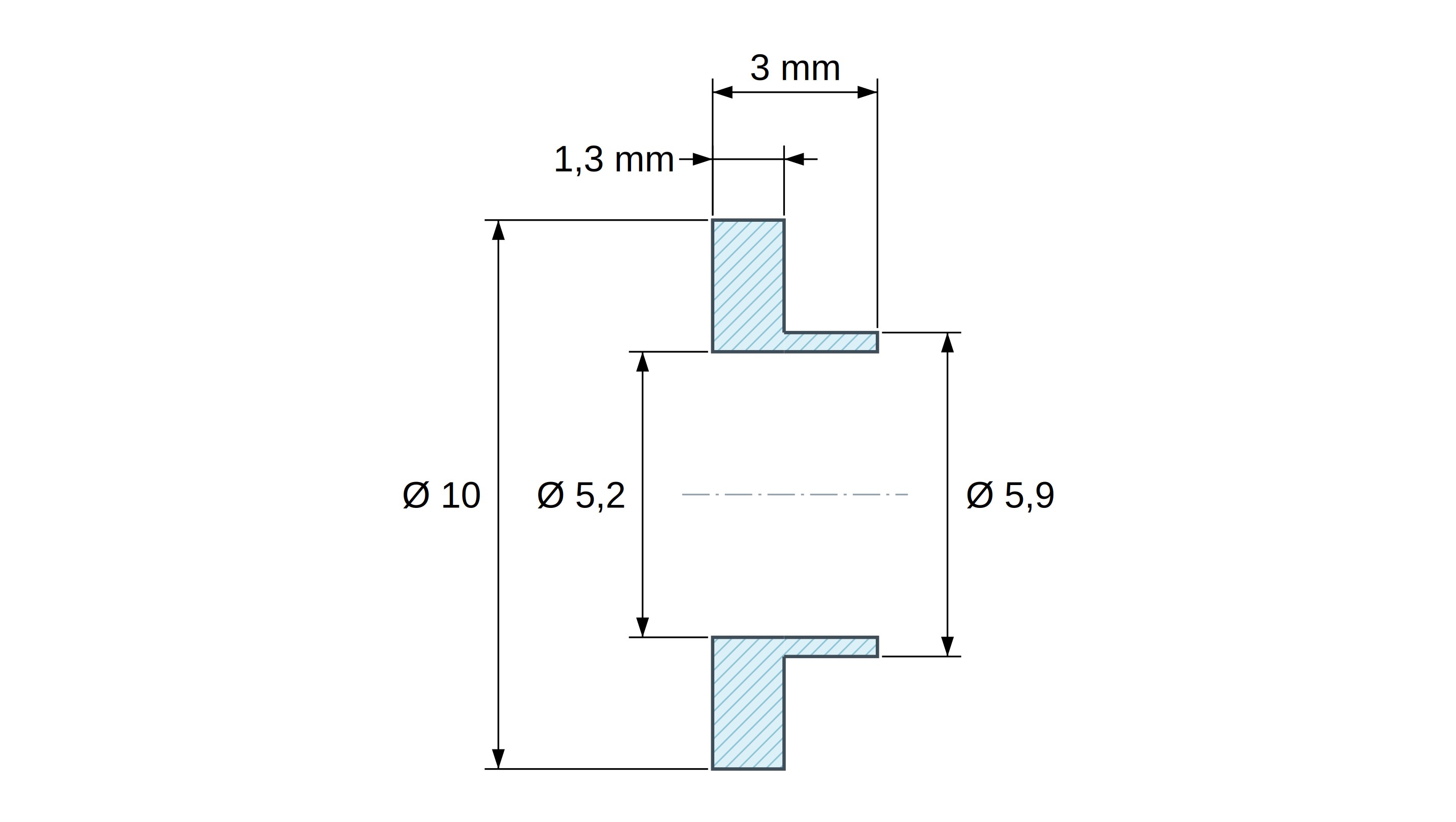 Boccola di isolamento flangiata Ø5,2x10mm, spallamento basso Ø5,9mm, nylon PA6 naturale UL94-V2