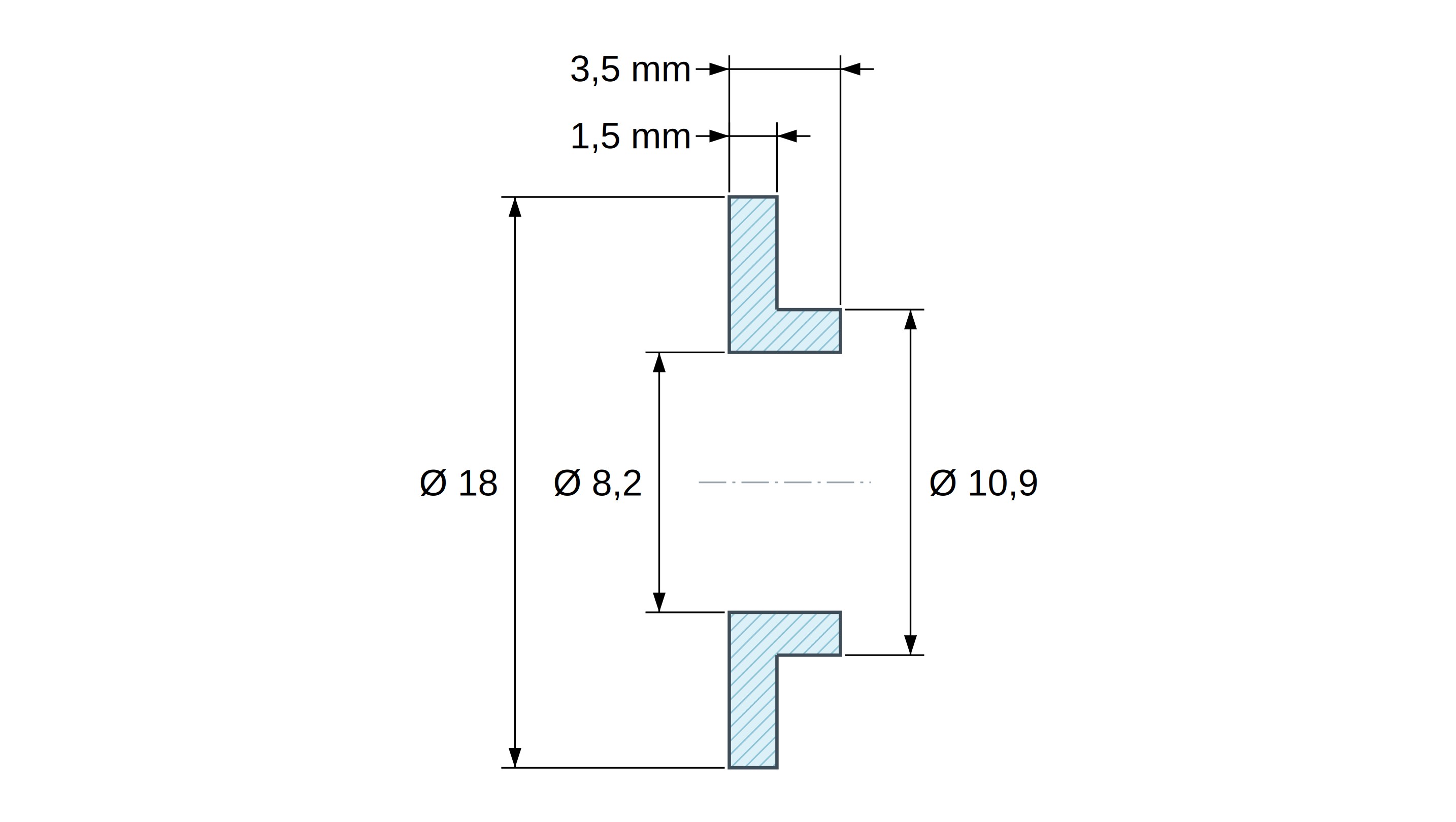 Boccola di isolamento flangiata Ø8,2x18mm, spallamento basso Ø10,9mm, nylon PA6 naturale UL94-V2