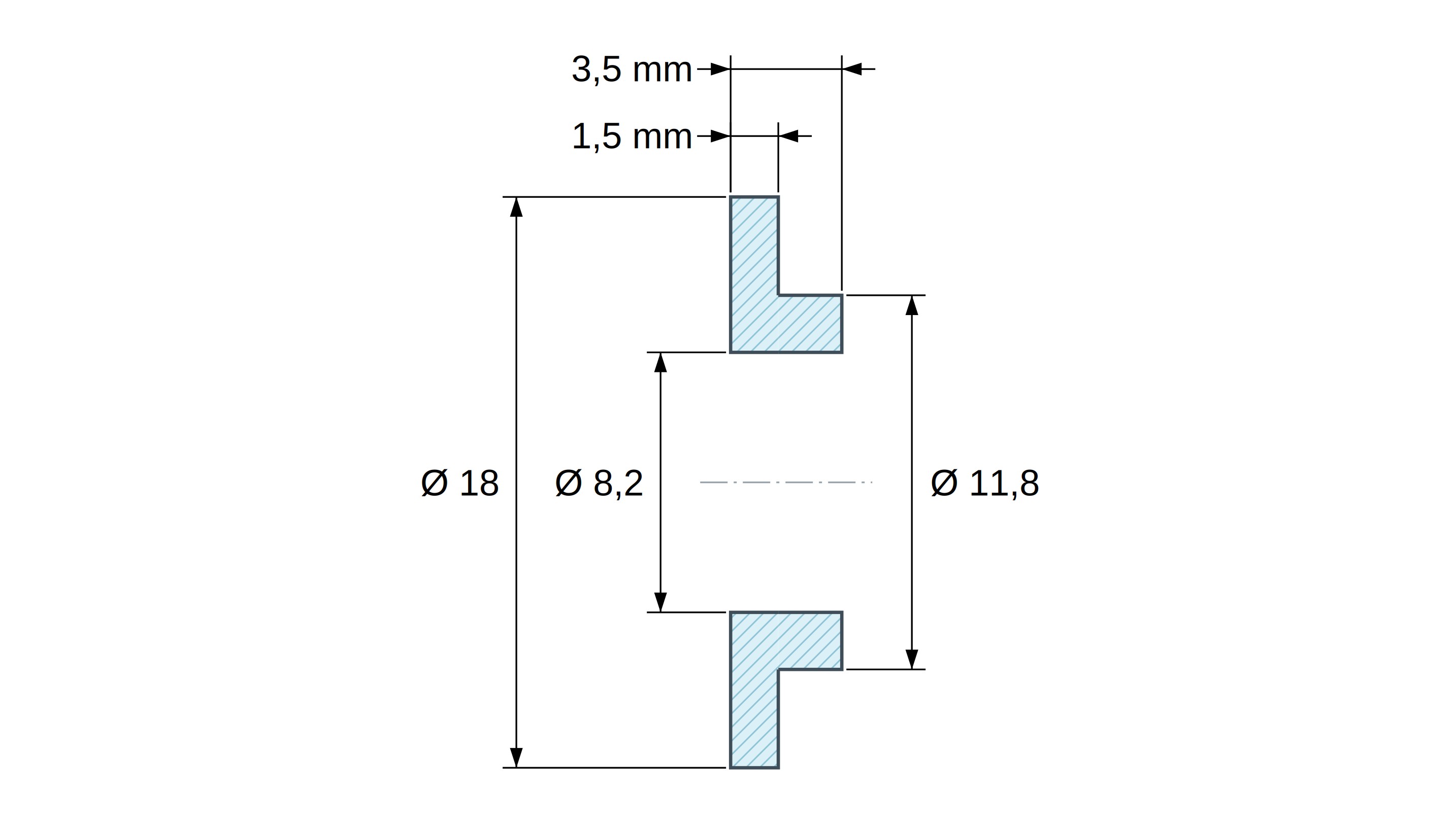 Boccola di isolamento flangiata Ø8,2x18mm, spallamento basso Ø11,8mm, nylon PA6 naturale UL94-V2